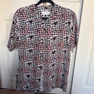 Topman Abstract Black and Pink Shirt